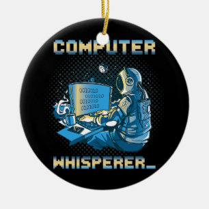 Computer Whisperer Programmer Binary Coding Ceramic Tree Decoration