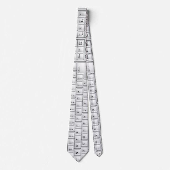 Computer White Keyboard Geek Tie (Front)