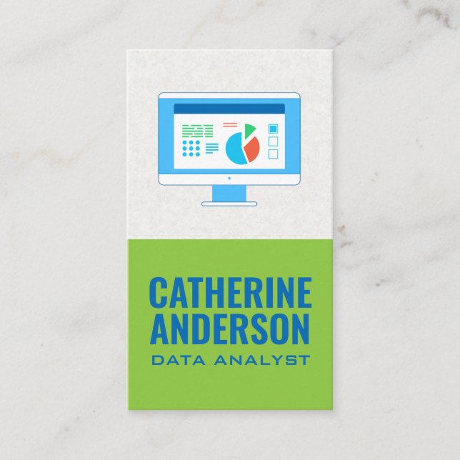 Computer with Charts | Information Analyst Business Card (Front)