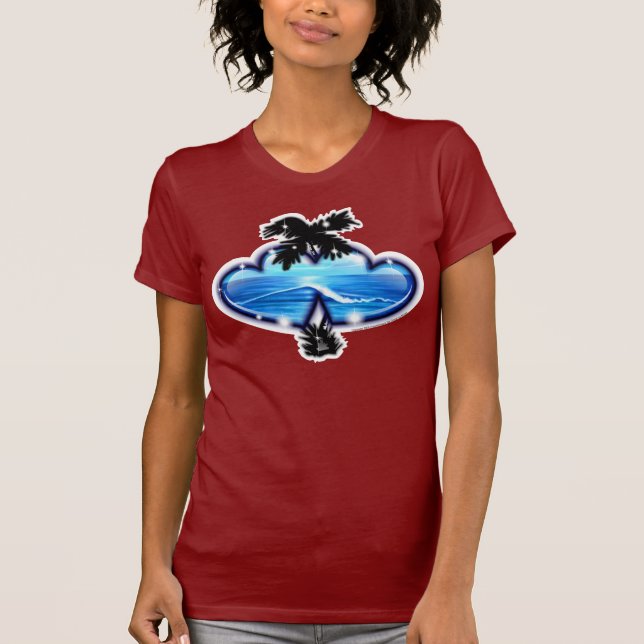Computerised Digital Airbrushed Beach Scene T-Shirt (Front)