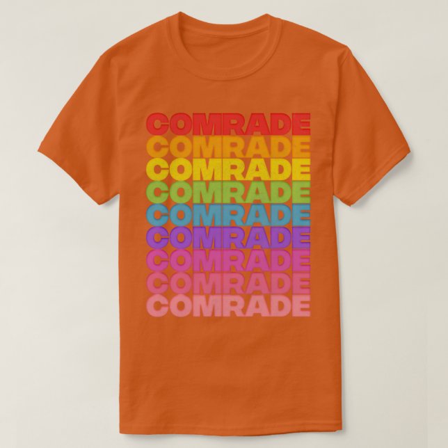 Comrade Rainbow Retro Style Typography Design T-Shirt (Design Front)