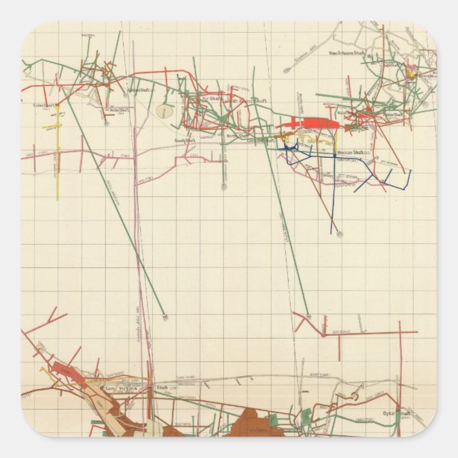 Comstock Mine Maps Number III Square Sticker (Front)