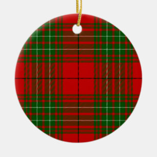 Comyn tartan red green plaid ceramic tree decoration