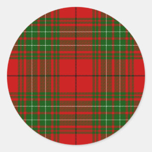 Comyn tartan red green plaid classic round sticker