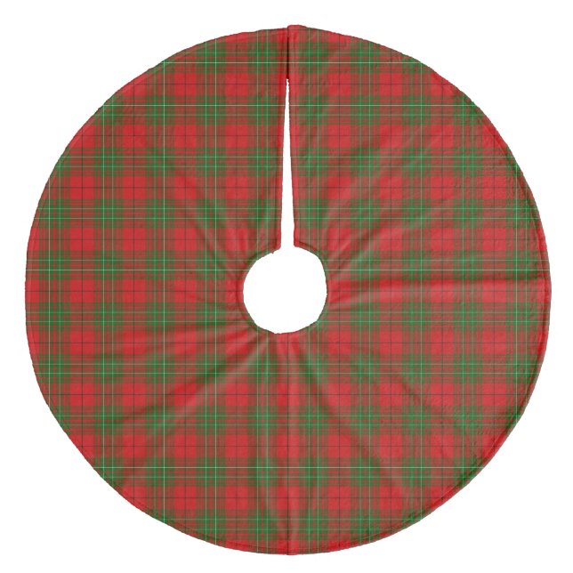 Comyn tartan red green plaid fleece tree skirt (Front)