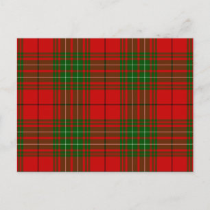 Comyn tartan red green plaid postcard