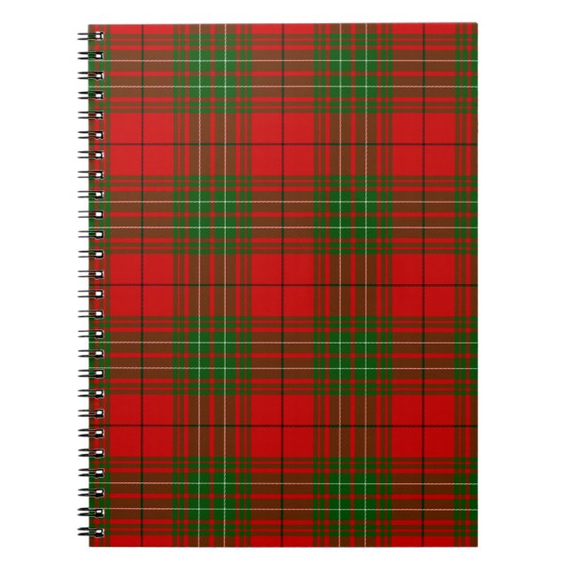 Comyn tartan red green plaid spiral notebook (Front)