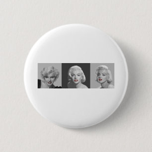 CON18BWRD Marilyn Trio Red Lips Blue Eyes.tif 6 Cm Round Badge
