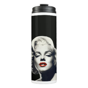 CON24BW-V4 Red Lips Marilyn IN BLACK.tif Thermal Tumbler