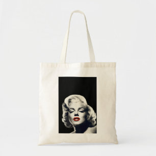 CON24BW-V4 Red Lips Marilyn IN BLACK.tif Tote Bag