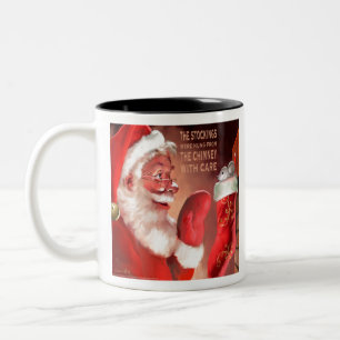 CON33 Santa 3 Stockings.tif Two-Tone Coffee Mug