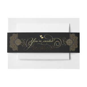 Con decoración negra invitation belly band