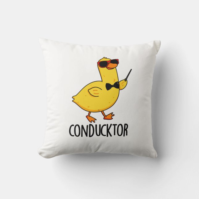 Con-duck-tor Funny Music Conductor Duck Pun  Cushion (Front)