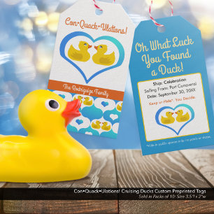 Con•Quack•Ulations! Cruising Ducks Preprinted Gift Tags