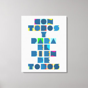 CON TODOS White Colourful Canvas Print