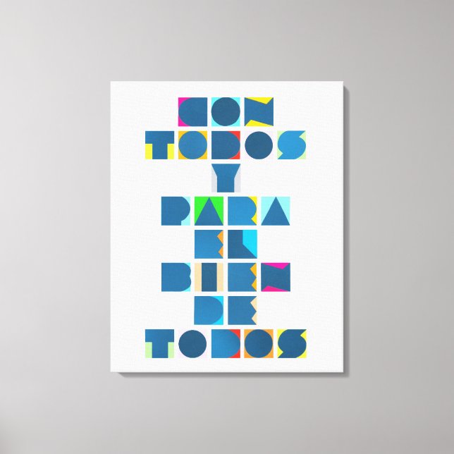 CON TODOS White Colourful Canvas Print (Front)