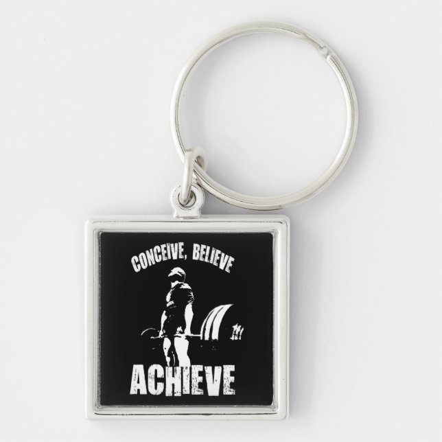 Conceive, Believe, Achieve - Workout Motivational Key Ring (Front)
