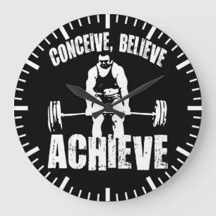 Conceive, Believe, Achieve - Workout Motivational Large Clock