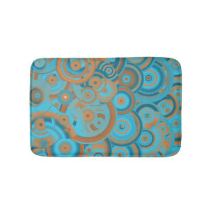 Concentric Circle Gradient Orange Rust Turquoise Bath Mat