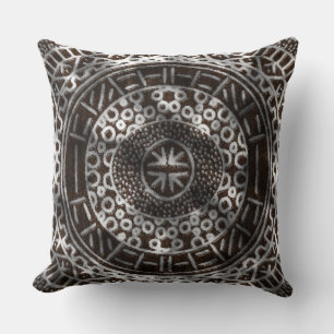Concentric Circles African Tribal Print brown Cushion