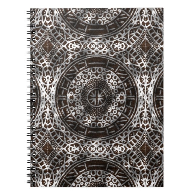 Concentric Circles African Tribal Print chocolate Spiral Notebook (Front)