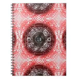 Concentric Circles African Tribal Print red ombre Spiral Notebook
