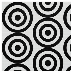 Concentric Circles - Black on White Fabric