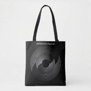 Concentric Circles Black (Personalise) Tote Bag