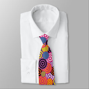 Concentric Circles Graphic Design Loud Colors Tie