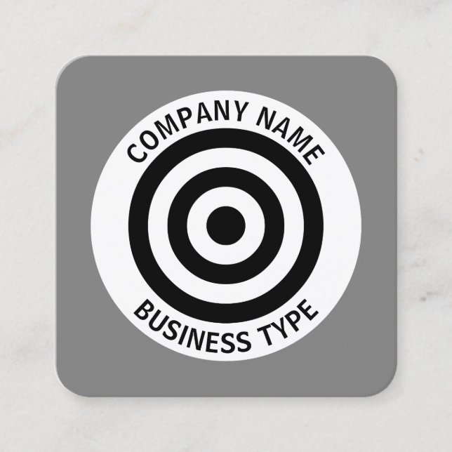 Concentric Circles - Grey #7F7F7F Square Business Card (Front)