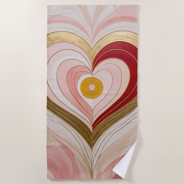 Concentric Heart Blossom Beach Towel (Front)