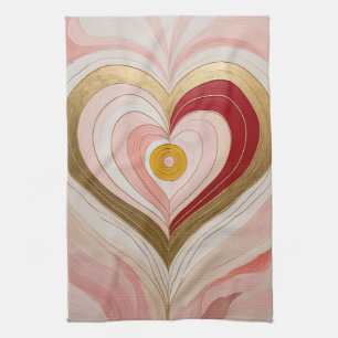 Concentric Heart Blossom Tea Towel