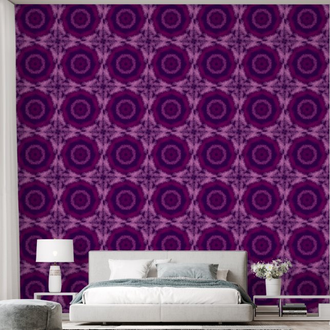 concentric pink and purple circles wallpaper (Bedroom)