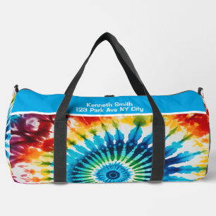 Concentric Rainbow Tie Dye monogram personalised Duffle Bag