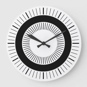 Concentric Rays - Solid Black Large Clock