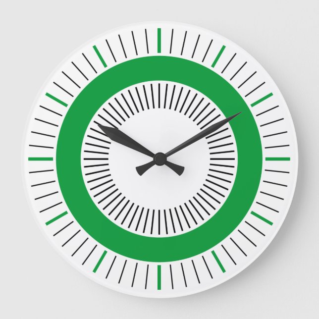 Concentric Rays - Solid Grass Green Large Clock (Front)