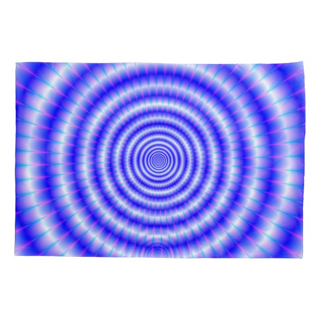 Concentric Rings in Blue and White Pillowcase (Back)