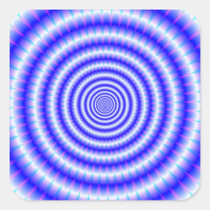 Concentric Rings in Blue and White Square Sticker