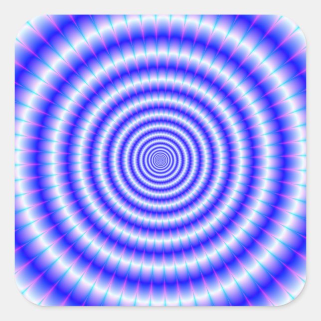 Concentric Rings in Blue and White Square Sticker (Front)