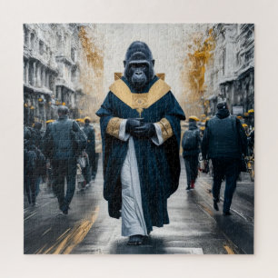 Conceptual Art Wall: Gorilla in Monastic Robes  Jigsaw Puzzle