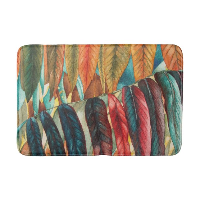 conceptual large autumn leafs in vibrant colours bath mat (Front)