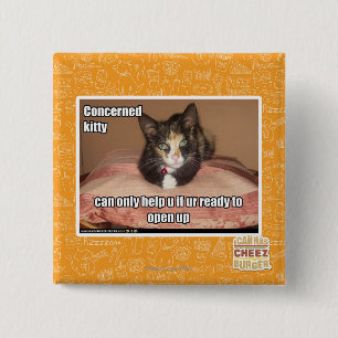 Concerned Kitty 15 Cm Square Badge