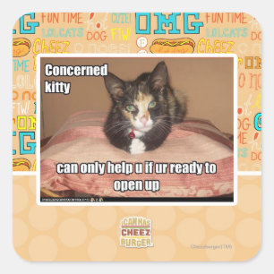 Concerned Kitty Square Sticker