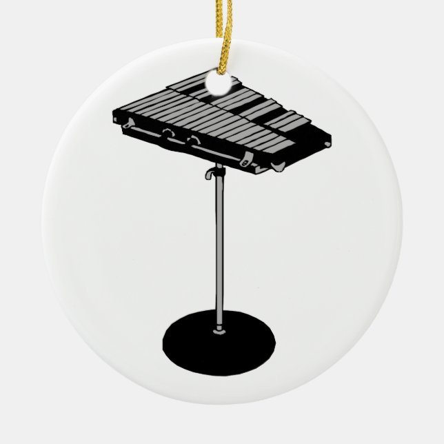Concert Bells on Stand BW Graphic Image Ceramic Tree Decoration (Front)
