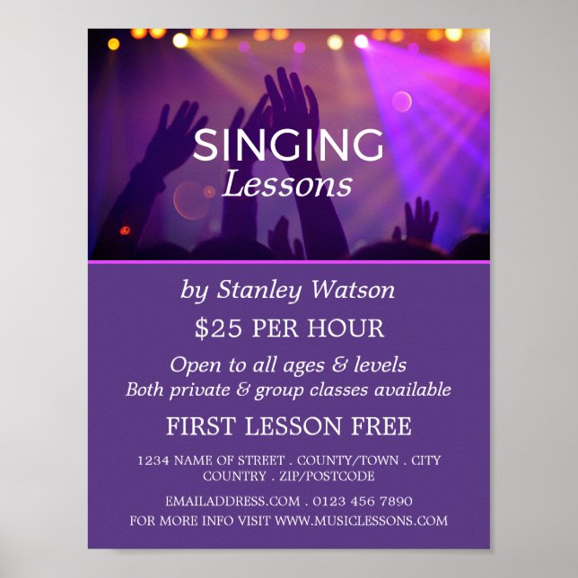 Concert Crowd, Vocalist Lessons Advertising Poster (Front)