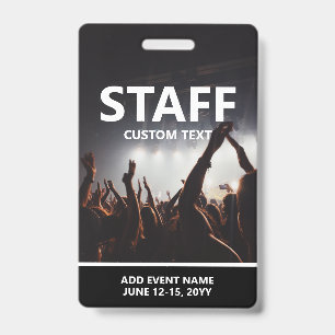 Concert Event Access Pass Personalized Staff ID Badge