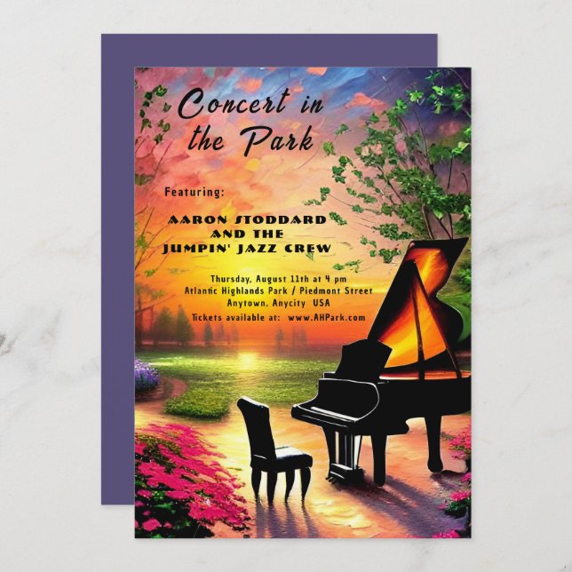 Concert in the Park Invitation (Front/Back)