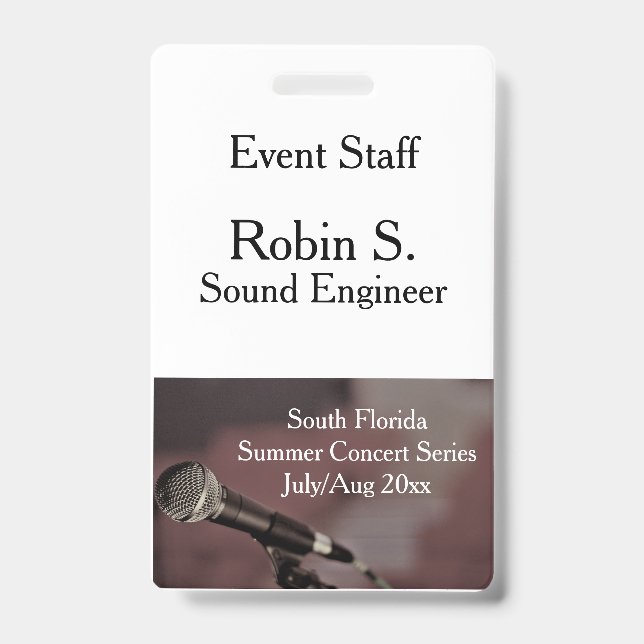 Concert or Show Event  ID Badge (Front)