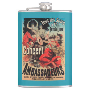 Concert Poster on Avenue de Champs-Elysees Hip Flask