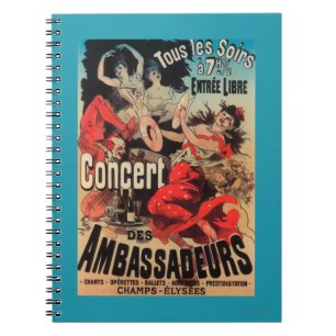 Concert Poster on Avenue de Champs-Elysees Spiral Notebook